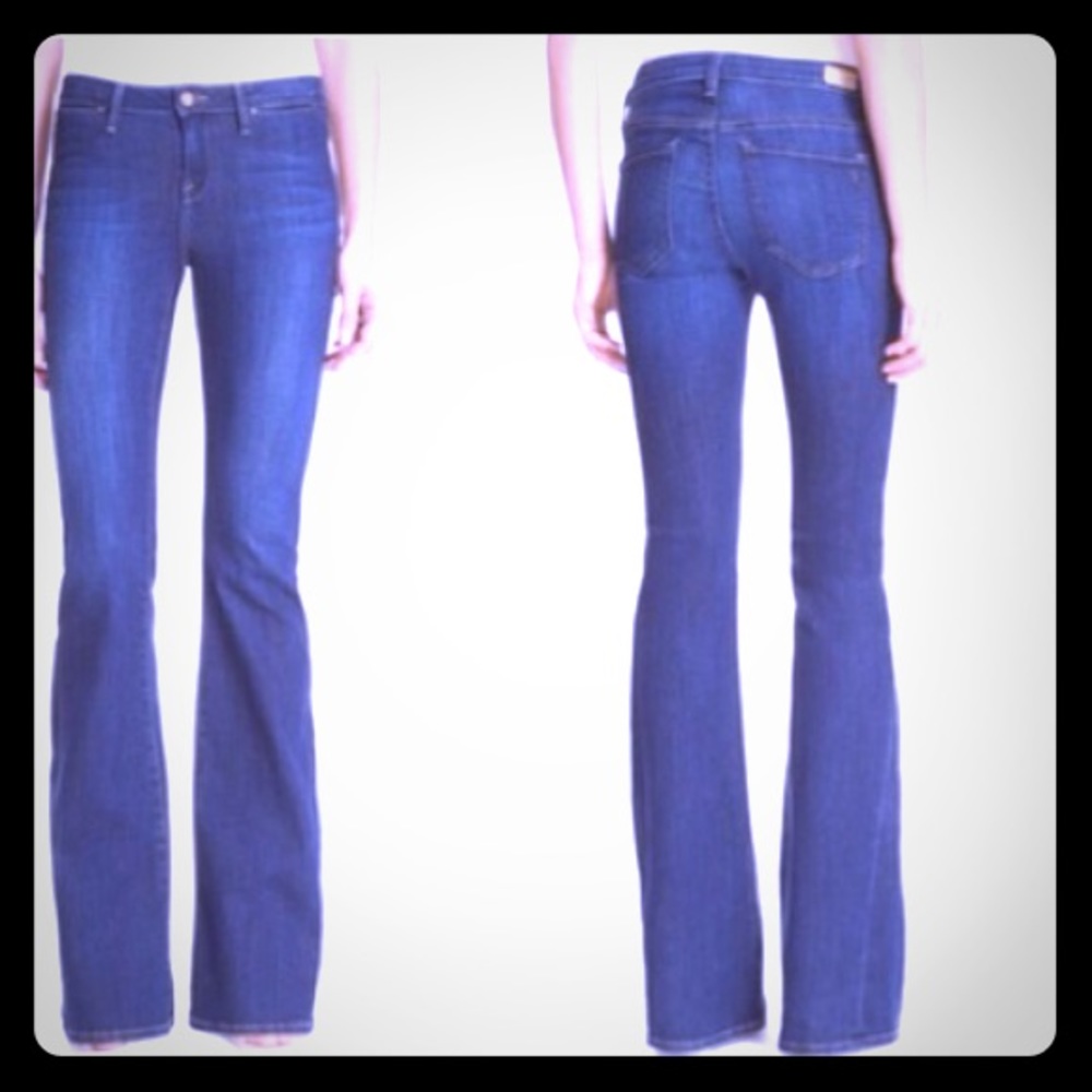 Joie Ravine Mid Rise Flare Jeans: Dark Wash - Picture 2 of 8